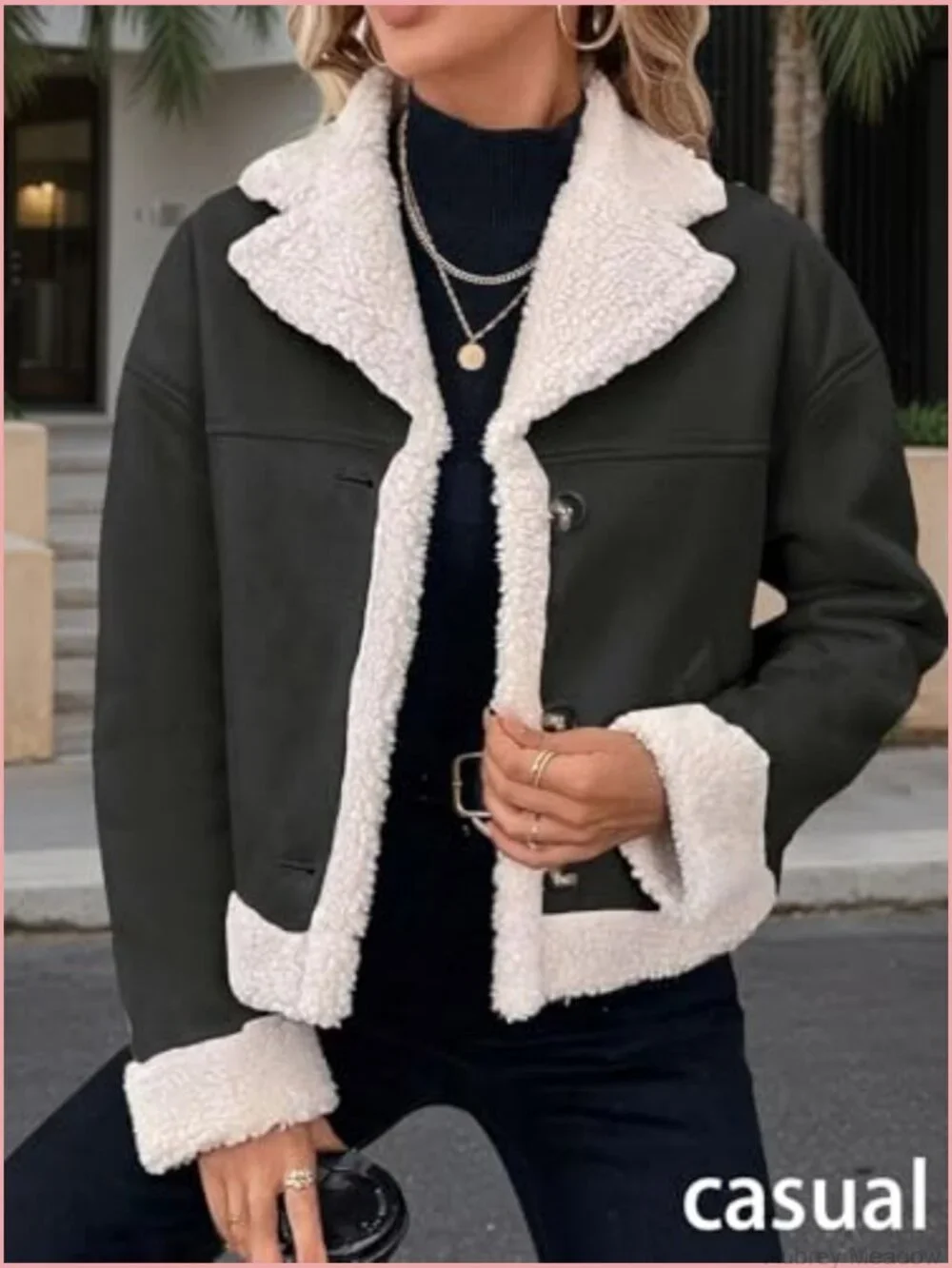 Women's Faux Suede Sherpa Jacket - Shearling Lined Fleece Outerwear